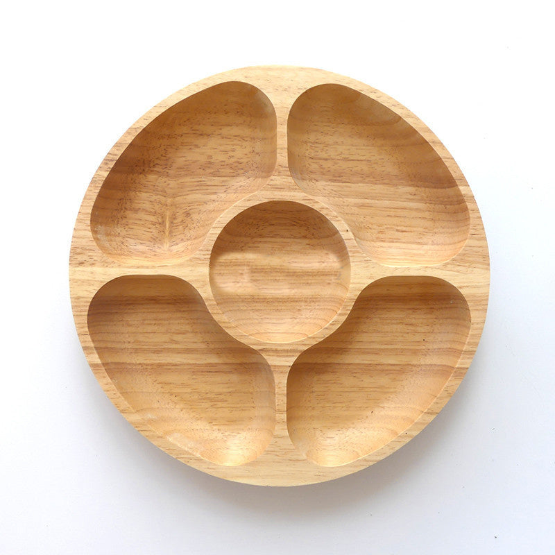 Circular Wood Sectioned Serving Plate