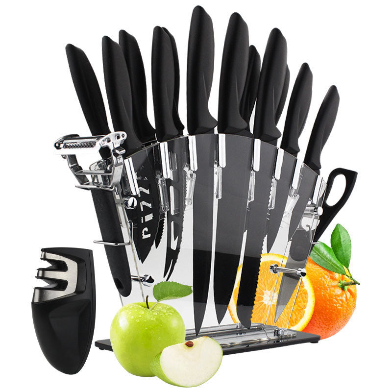 Stainless Steel Knife Set with Peeler and Sharpener