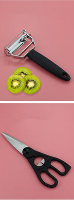 Load image into Gallery viewer, Stainless Steel Knife Set with Peeler and Sharpener
