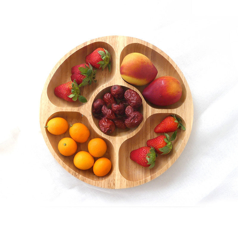 Circular Wood Sectioned Serving Plate