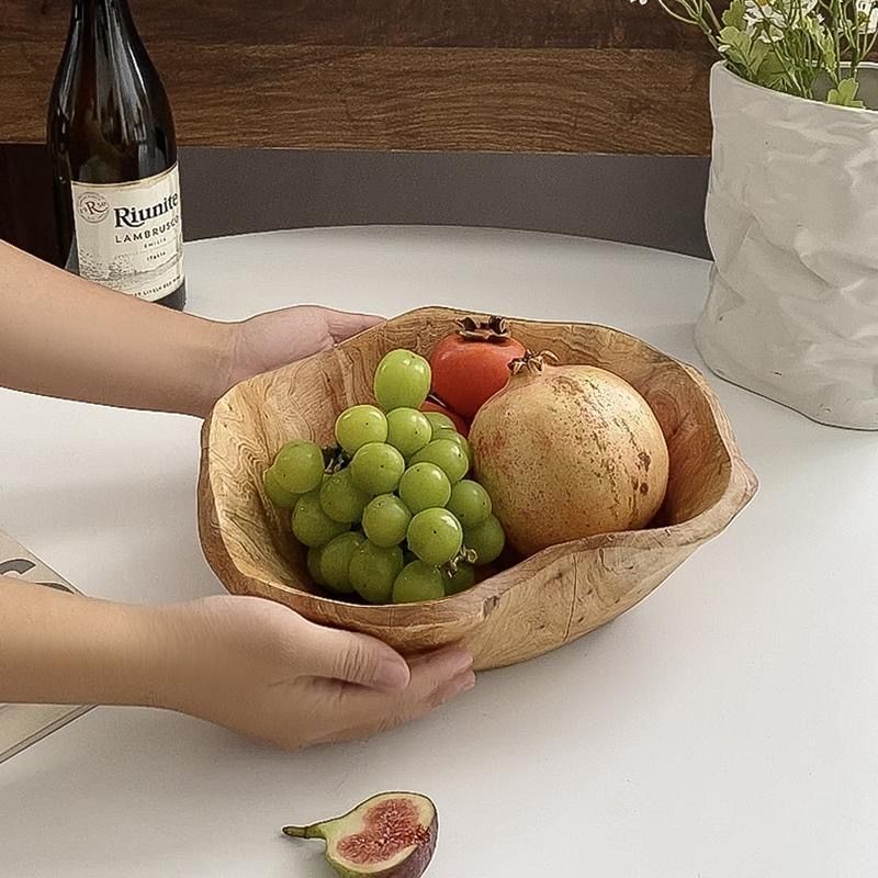 Large Natural Solid Wood Fruit Basin