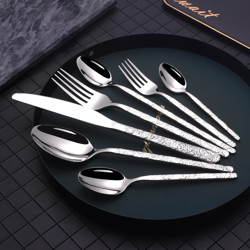 Lila Collection Embossed Textured Handles Cutlery