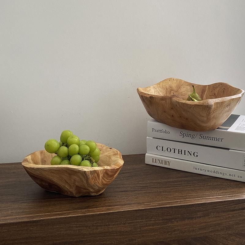 Large Natural Solid Wood Fruit Basin