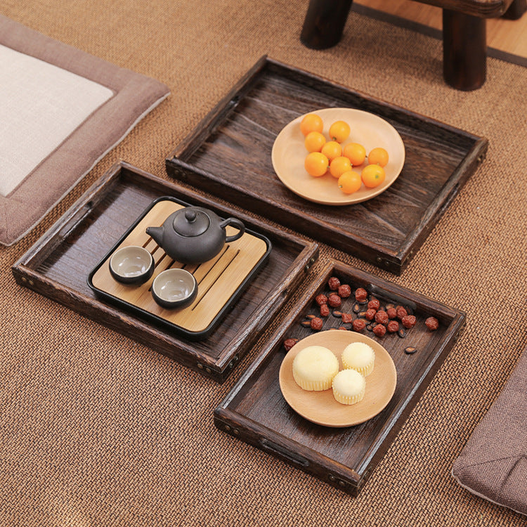 3-piece Set Paulownia Wood Serving Tray Tea