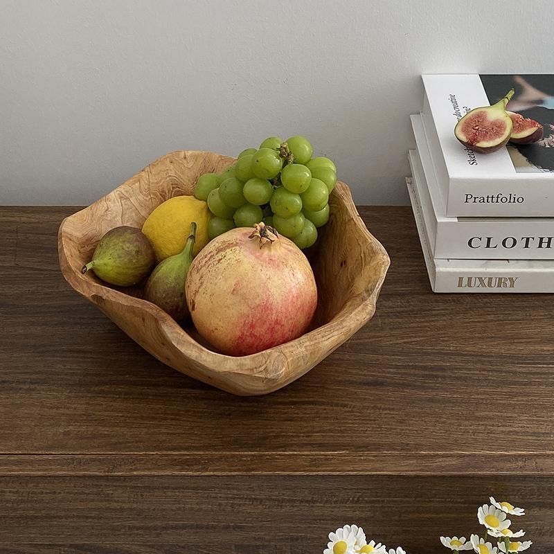 Large Natural Solid Wood Fruit Basin