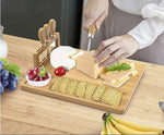 Load image into Gallery viewer, Natural Bamboo Charcuterie Cheese Board Platter With Serving Knives
