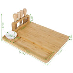 Load image into Gallery viewer, Natural Bamboo Charcuterie Cheese Board Platter With Serving Knives
