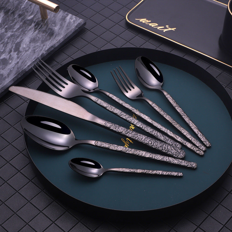 Lila Collection Embossed Textured Handles Cutlery