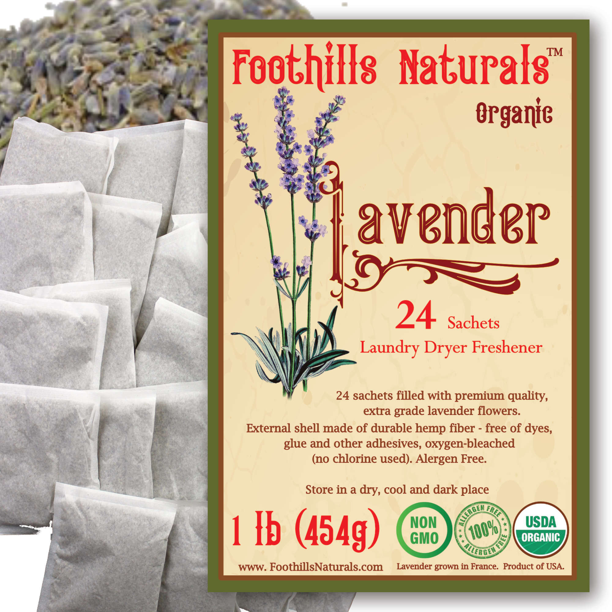 🍁Foothills Naturals: Lavender Laundry Dryer Sachets 24 Count